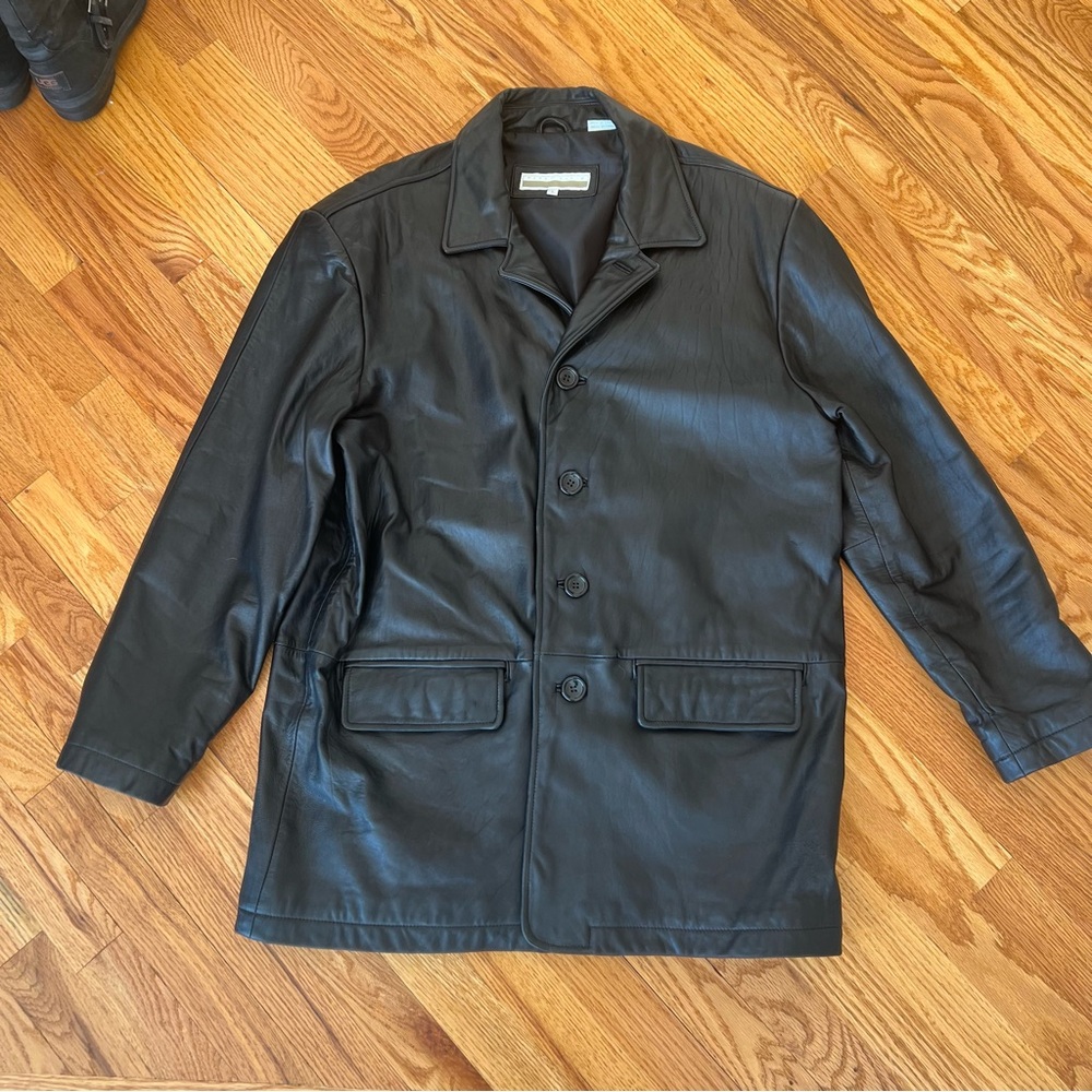 NWOT Men’s Perry Ellis Portfolio Leather Jacket Size L